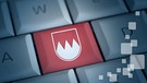 Tastatur mit roter Tase und Franken-Wappen und weiße Quadrate | Bild: colourbox.com, BR Montage: BR